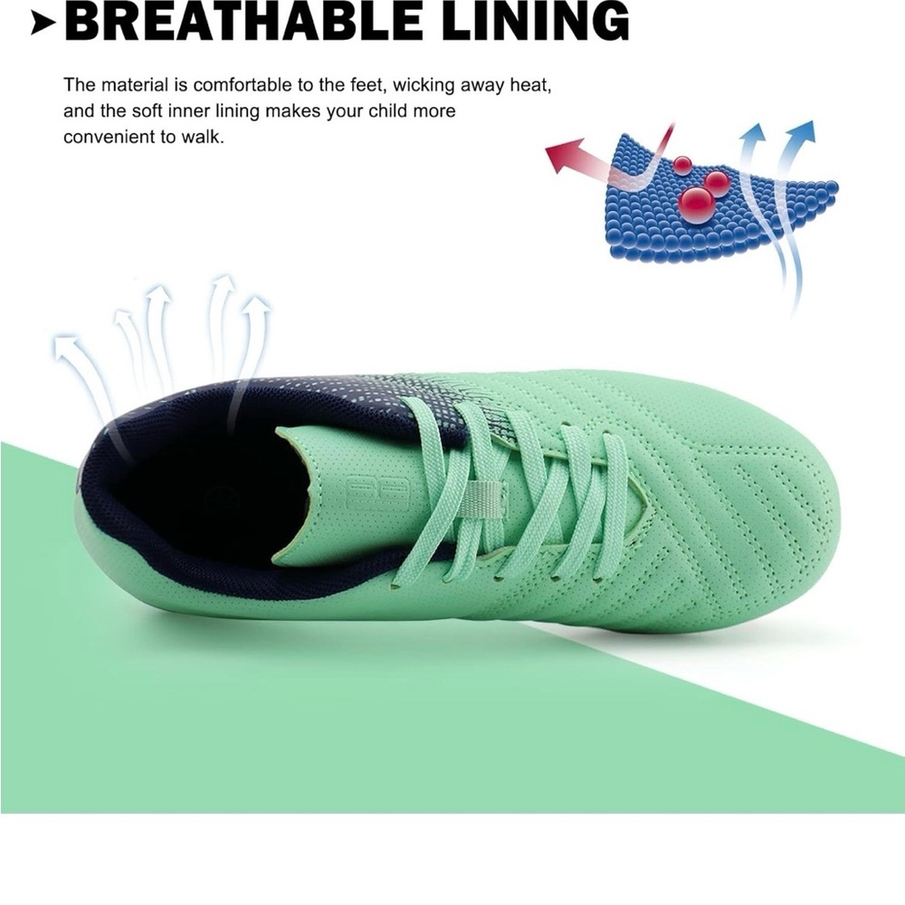 Brooman Kids Soccer Cleats Green & Navy Size 5 - Picture 4 of 16